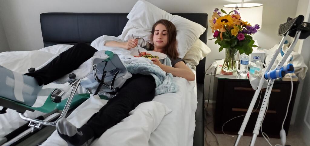 Young female in hospital bed